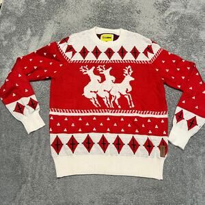 Tipsy Elves Naughty Ugly Reindeer Christmas Sweater Adult XL White Red